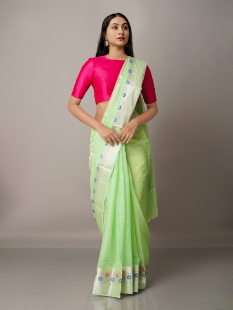 

Unnati Silks Zari Kota Saree, Green
