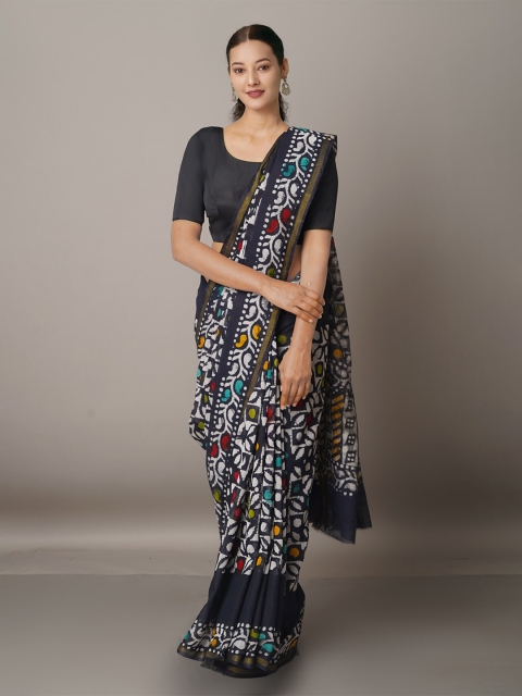 

Unnati Silks Batik Chanderi Saree, Black