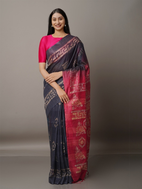 

Unnati Silks Batik Bhagalpuri Saree, Grey