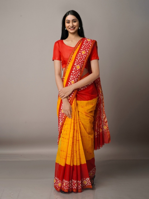 

Unnati Silks Batik Chanderi Saree, Orange