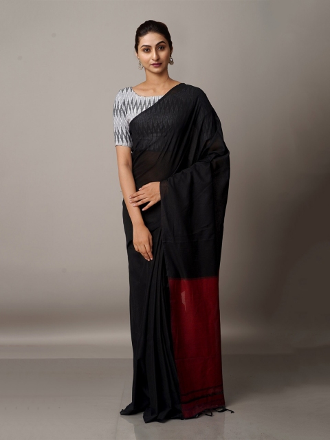 

Unnati Silks Pure Cotton Narayan Peth Saree, Black