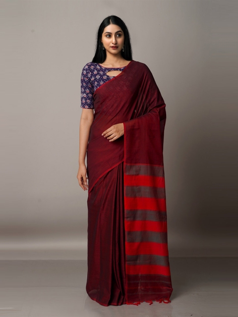 

Unnati Silks Pure Cotton Narayan Peth Saree, Maroon
