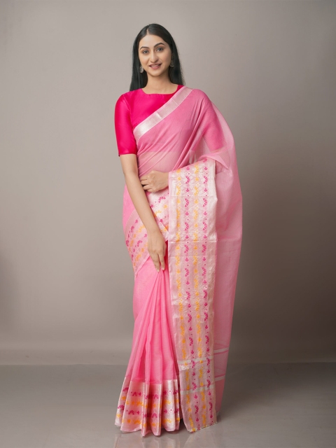 

Unnati Silks Woven Design Zari Silk Blend Kota Saree, Pink