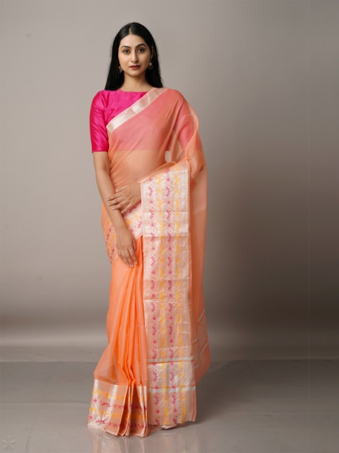 

Unnati Silks Woven Design Zari Silk Blend Kota Saree, Orange