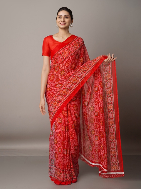 

Unnati Silks Bandhani Printed Saree, Red