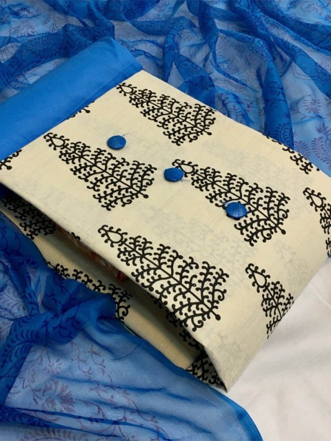 

MORLY Printed Unstitched Dress Material, Blue