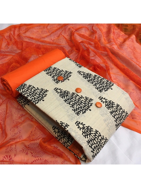 

MORLY Printed Unstitched Dress Material, Orange