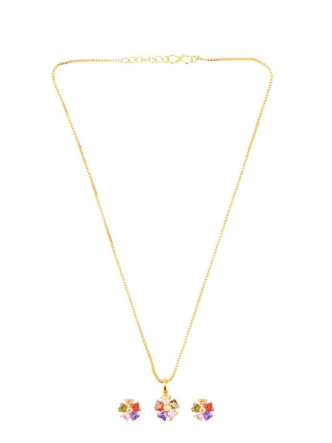 

Efulgenz Gold-Plated Crystal-Studded Jewellery Set
