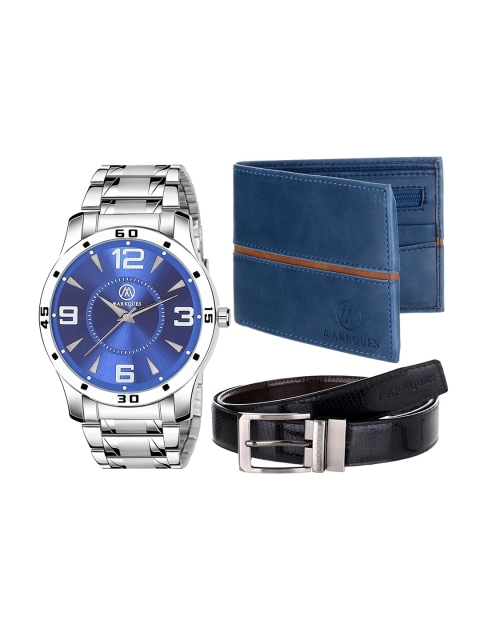 

MARKQUES Men Solid Leather Accessory Gift Set, Blue