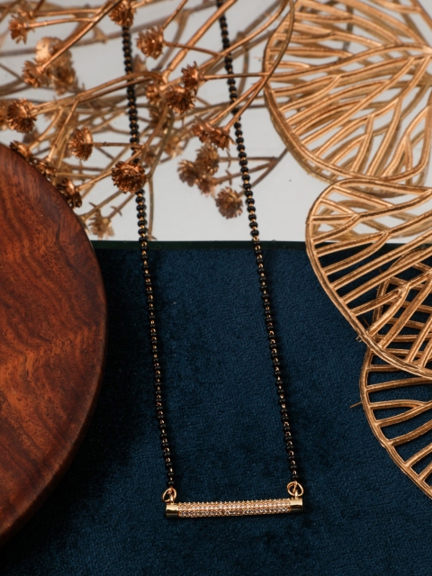 

Vita Bella Gold Plated Artificial Stones & Beads Studded Mangalsutra