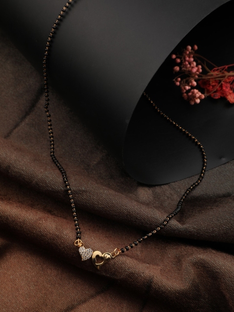 

Vita Bella Rose-Gold Plated Artificial Stones & Beads Studded Mangalsutra