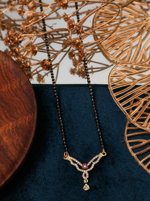 

Vita Bella Gold-Plated Stone Studded & Beaded Mangalsutra