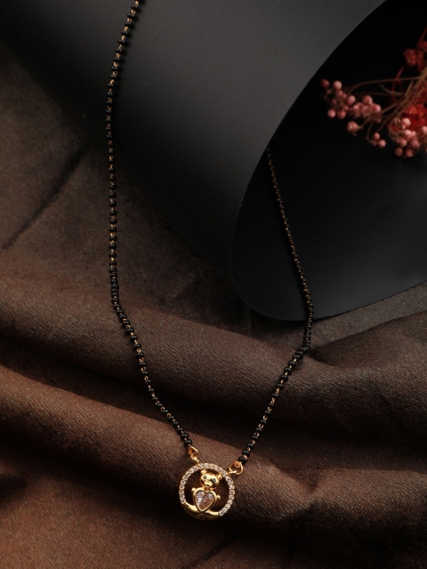 

Vita Bella Gold-Plated CZ Stone-Studded & Beaded Mangalsutra
