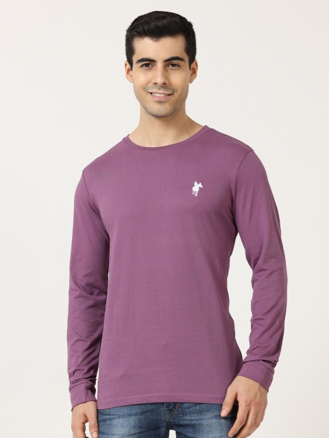 

Masculino Latino Men Purple Applique T-shirt