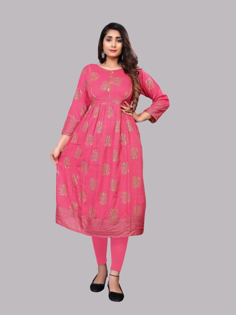 

Atsevam Women Ethnic Motifs Printed Kurta, Pink