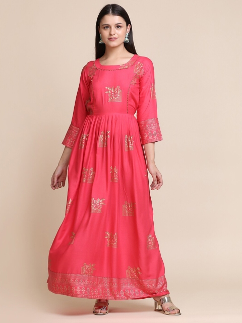 

Atsevam Women Ethnic Motifs Printed Anarkali Kurta, Pink