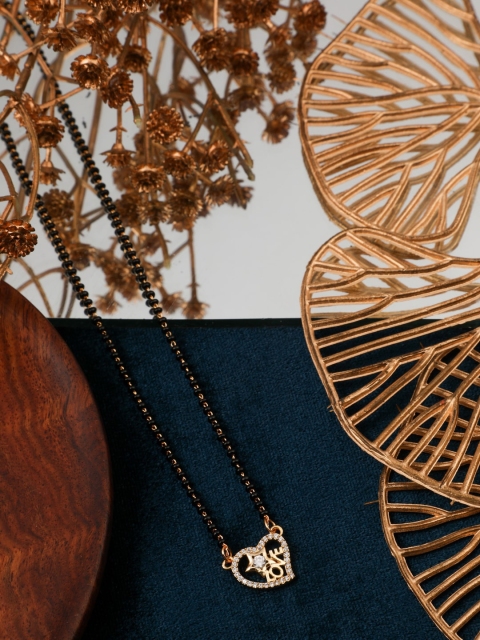 

Vita Bella Gold-Plated Beaded & Cz Stone-Studded Mangalsutra