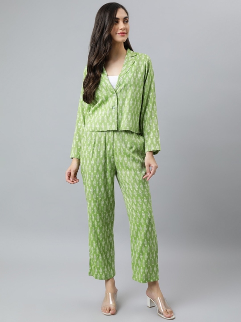 

DEEBACO Women Printed Co-Ords, Green