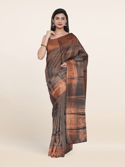 

Pothys Green & Copper-Toned Woven Design Zari Art Silk Saree