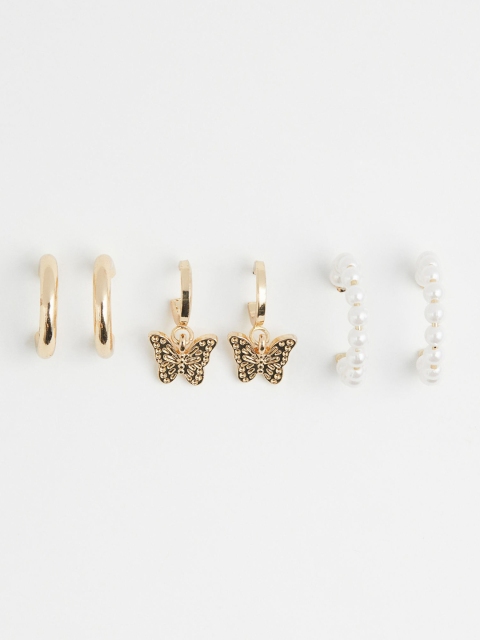 

H&M 3 Pairs Hoop Earrings, Gold