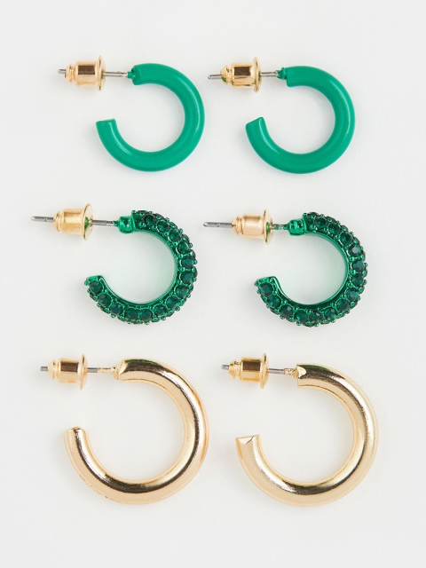 

H&M 3 Pairs Hoop Earrings, Gold