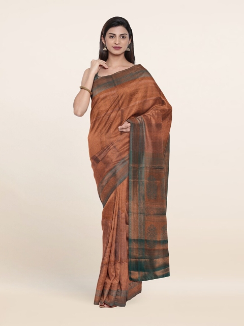 

Pothys Copper-Toned & Blue Woven Design Art Silk Saree