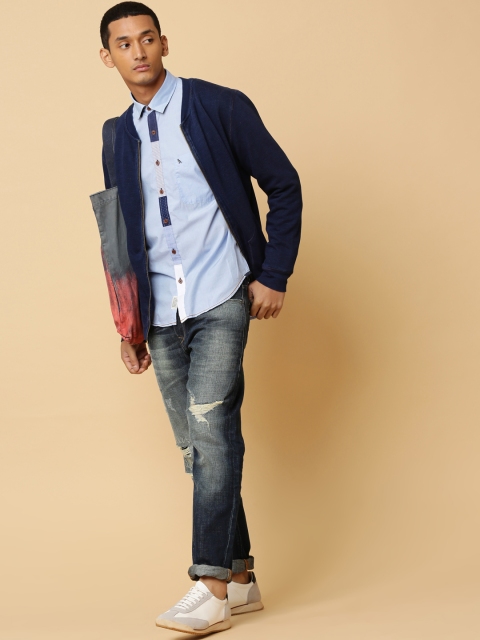 

Mr Bowerbird Men Blue Tailored Fit Collecters Placket Favorite Shirt