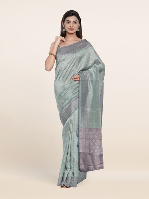 

Pothys Green & Grey Ethnic Motifs Art Silk Saree