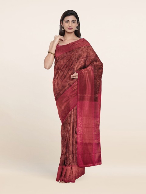 

Pothys Maroon & Pink Ethnic Motifs Zari Art Silk Saree