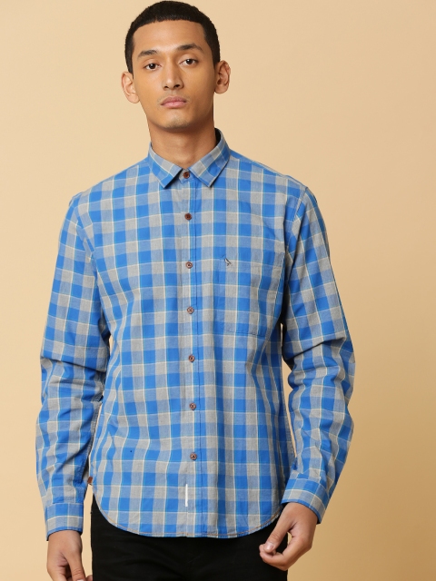 

Mr Bowerbird Men Blue Tailored Fit Melange City Plaid Favorite Shirt