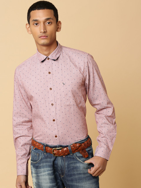 

Mr Bowerbird Men Pink Tailored Fit Dobby Printed Favorite Shirt