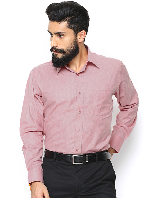 

Hancock Men Pink Regular Fit Solid Formal Shirt