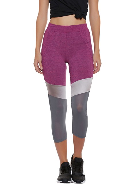 

Clovia Purple & Grey Colourblocked Tights