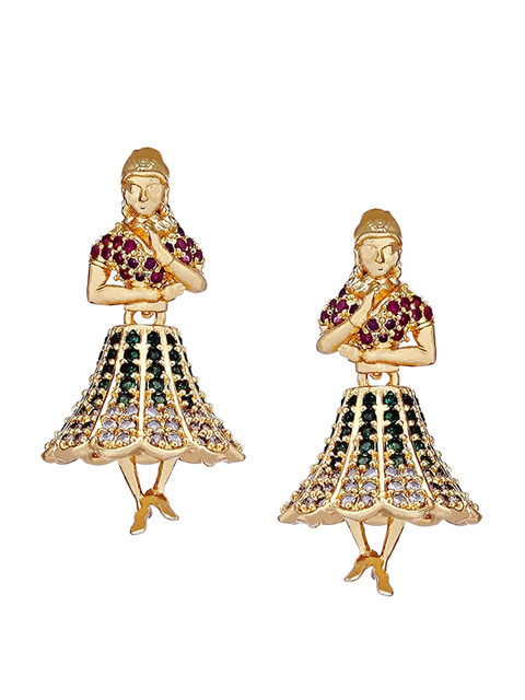 

Mallepula Gold-Plated Oxidised Buttabomma Drop Earrings