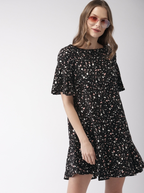 

Mast & Harbour Women Black Printed Bardot Dress
