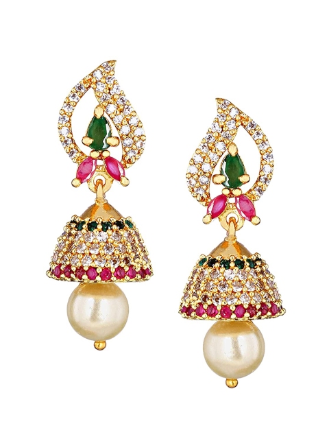 

Mallepula Gold-Plated Paisley Shaped Jhumkas Earrings