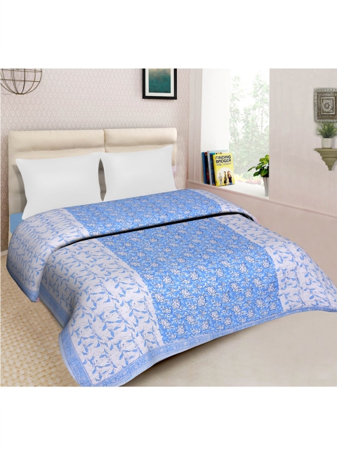

Moms Home Blue & White Floral Mild Winter 500 GSM Organic Cotton Double Bed Quilt