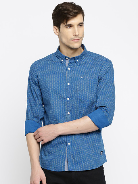 

Flying Machine Men Blue Regular Fit Printed Casual Shirt