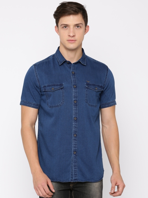 

Flying Machine Men Blue Regular Fit Solid Casual Shirt