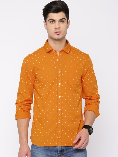 

Flying Machine Men Orange Regular Fit Printed Casual Shirt