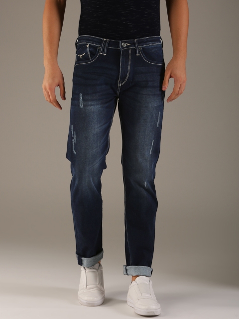 

Flying Machine Men Blue Slim Fit Mid-Rise Low Distress Stretchable Jeans