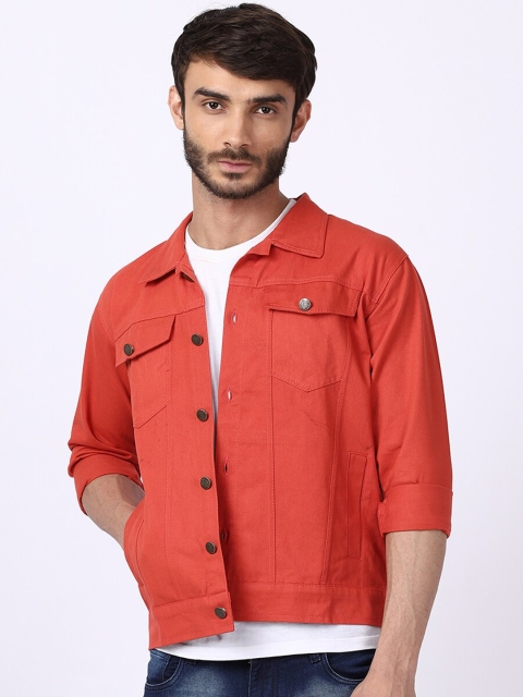 

VOXATI Men Denim Jacket, Orange