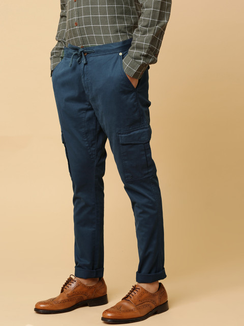 

Mr Bowerbird Men Navy Blue Slim Fit Collectors Garment Dyed Cargos