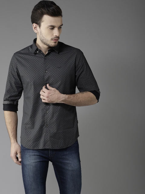 

Flying Machine Men Black & Charcoal Grey Slim Fit Printed Casual Shirt