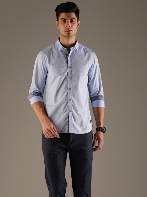 

Flying Machine Men Blue Regular Fit Printed Casual Shirt