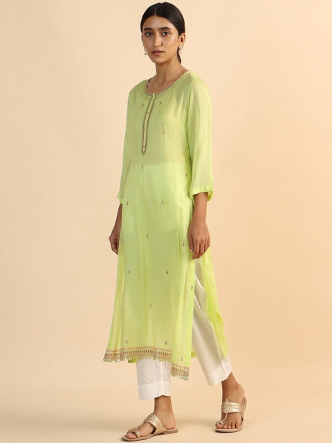 

Taneira Women Ethnic Motifs Embroidered Kurta, Green