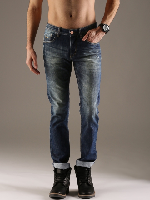 

Flying Machine Men Blue Slim Fit Mid-Rise Low Distress Stretchable Jeans