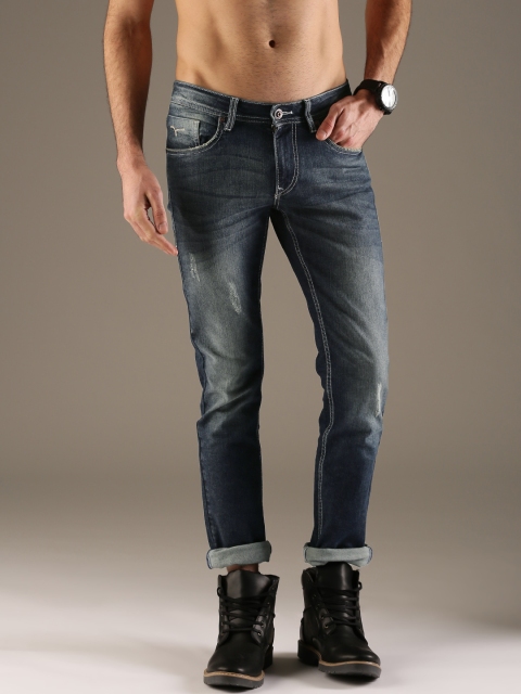 

Flying Machine Men Blue Jackson Skinny Fit Mid-Rise Mildly Distressed Stretchable Jeans