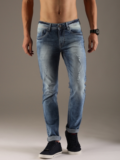 

Flying Machine Men Blue Michael Slim Fit Mid-Rise Mildly Distressed Stretchable Jeans