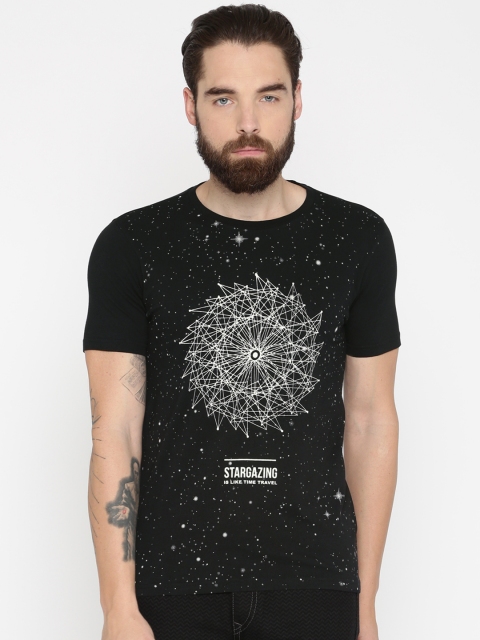 

Flying Machine Men Black Solid T-shirt